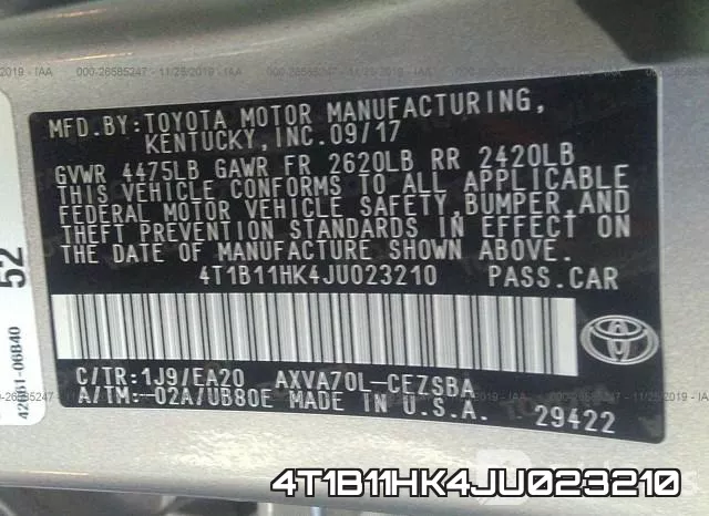 4T1B11HK4JU023210 фото 8