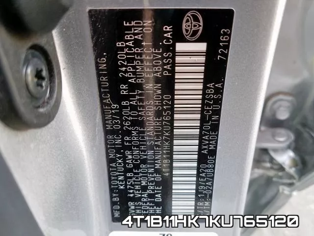 4T1B11HK7KU765120 фото 2