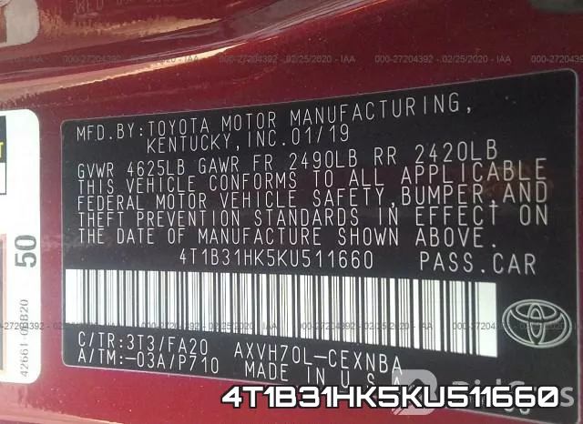 4T1B31HK5KU511660 фото 6