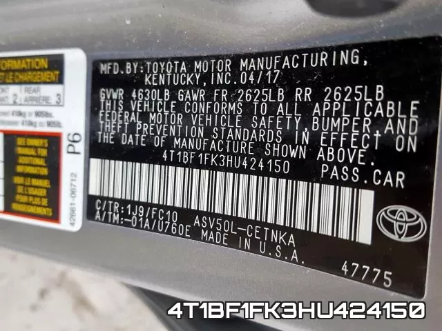 4T1BF1FK3HU424150 фото 2