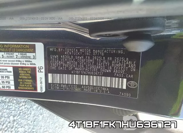 4T1BF1FK7HU636727 фото 4