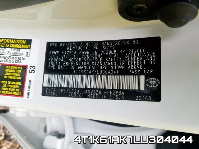 4T1K61AK7LU304044 фото 2