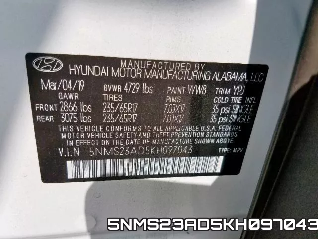 5NMS23AD5KH097043 фото 2