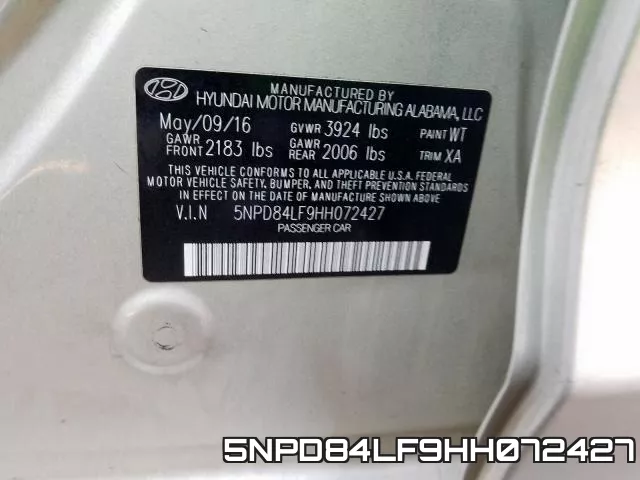 5NPD84LF9HH072427 фото 2