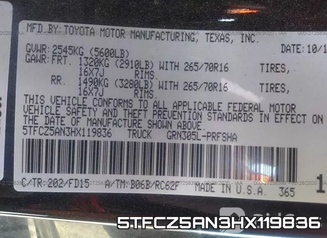 5TFCZ5AN3HX119836 фото 6