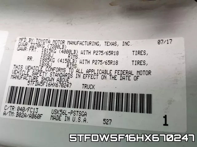 5TFDW5F16HX670247 фото 2