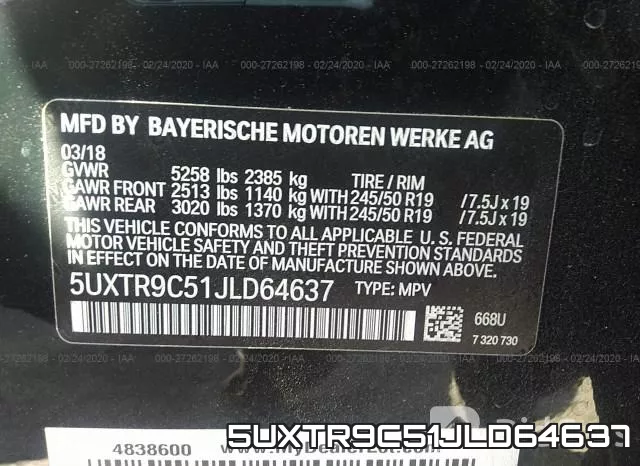 5UXTR9C51JLD64637 фото 8
