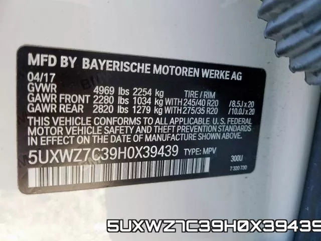 5UXWZ7C39H0X39439 фото 2