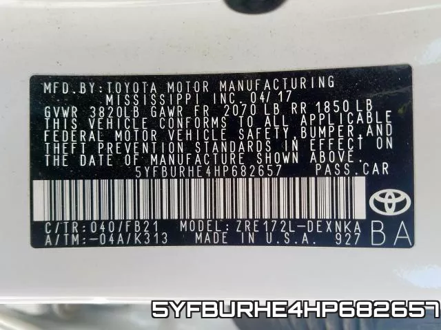 5YFBURHE4HP682657 фото 2