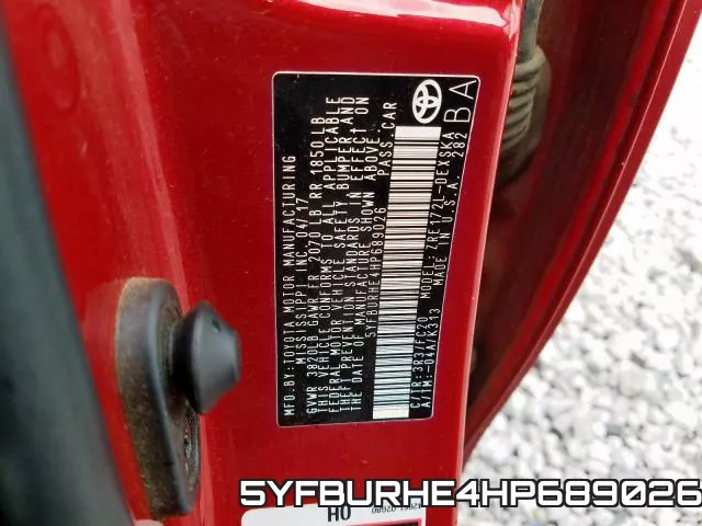5YFBURHE4HP689026 фото 2