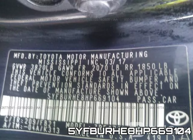 5YFBURHE8HP669104 фото 7