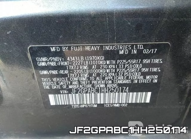 JF2GPABC1HH250174 фото 9
