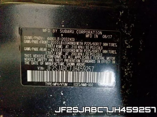 JF2SJABC7JH459257 фото 2