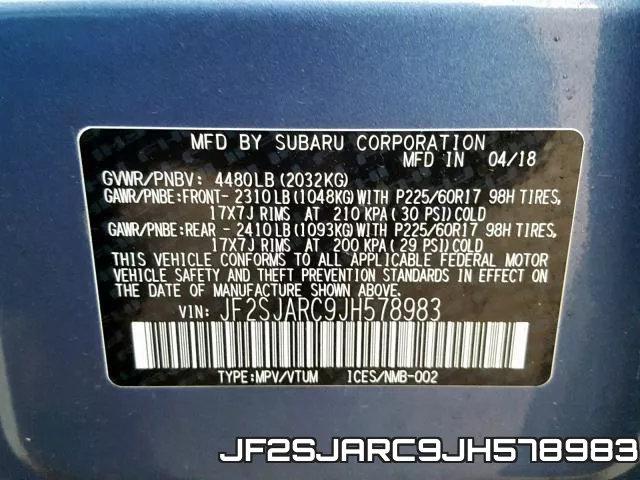 JF2SJARC9JH578983 фото 2