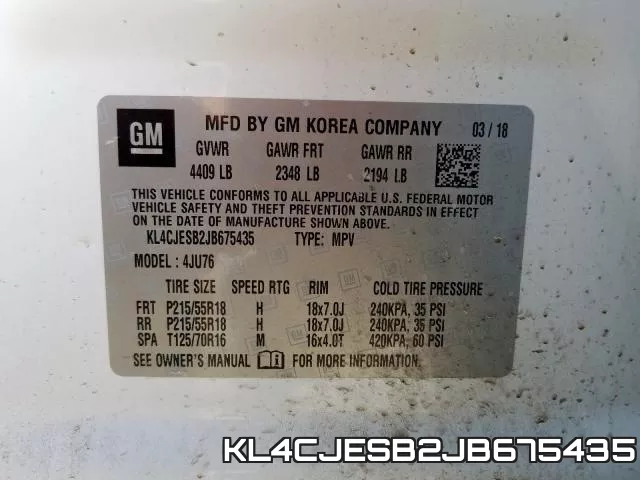 KL4CJESB2JB675435 фото 2