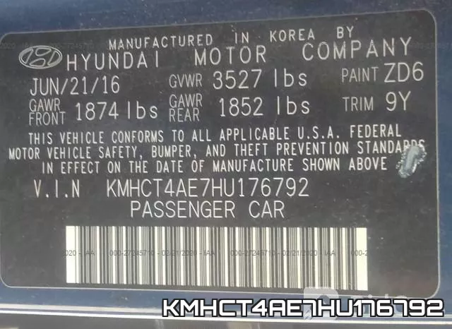 KMHCT4AE7HU176792 фото 7