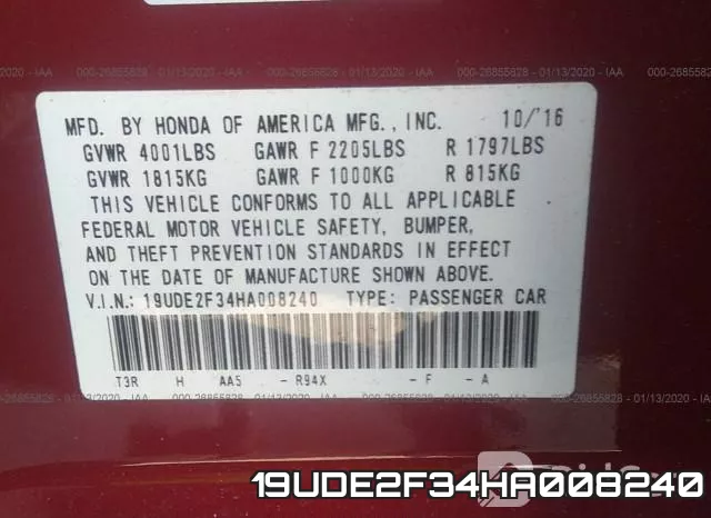 19UDE2F34HA008240 фото 7