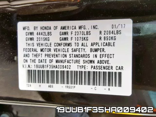 19UUB1F35HA009402 фото 2