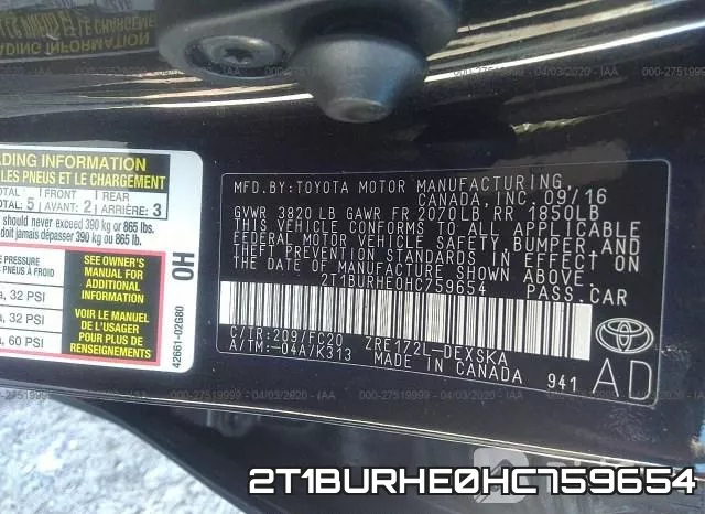 2T1BURHE0HC759654 фото 9