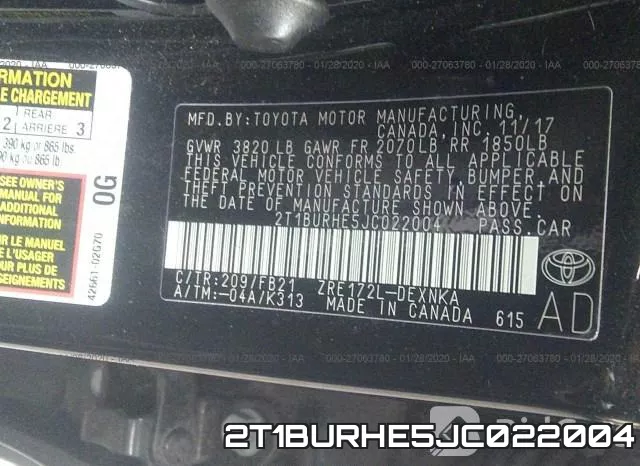 2T1BURHE5JC022004 фото 6