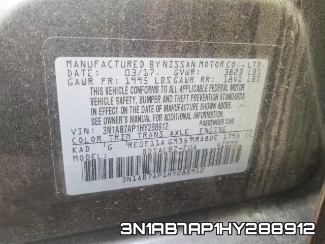 3N1AB7AP1HY288912 фото 2