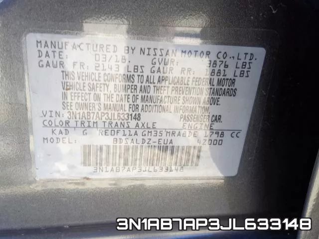 3N1AB7AP3JL633148 фото 2