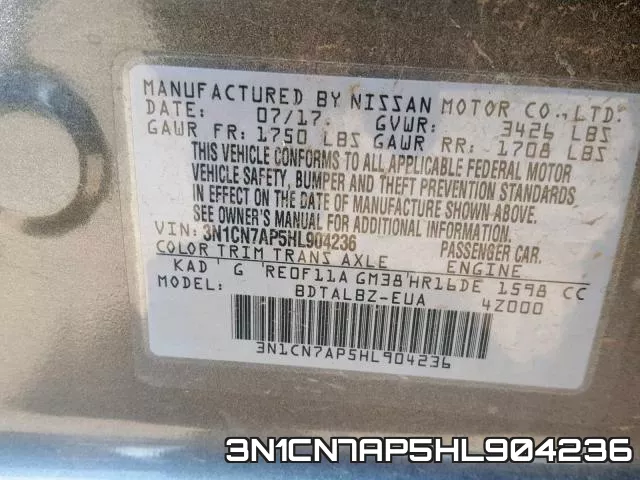 3N1CN7AP5HL904236 фото 2