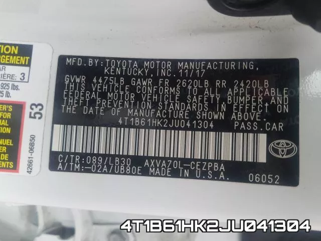 4T1B61HK2JU041304 фото 2