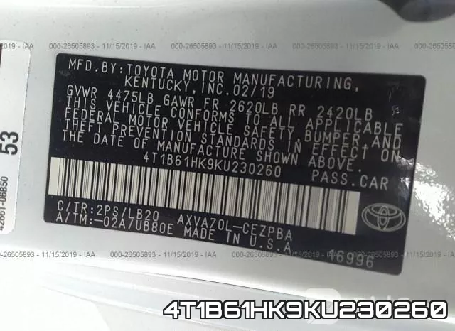 4T1B61HK9KU230260 фото 6