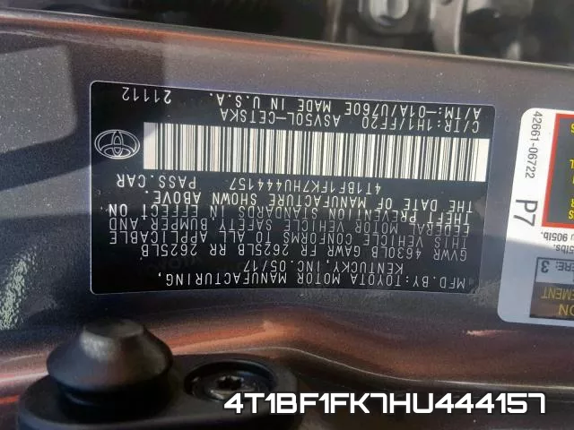 4T1BF1FK7HU444157 фото 2