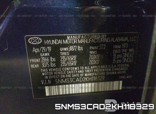 5NMS3CAD2KH118329 фото 8