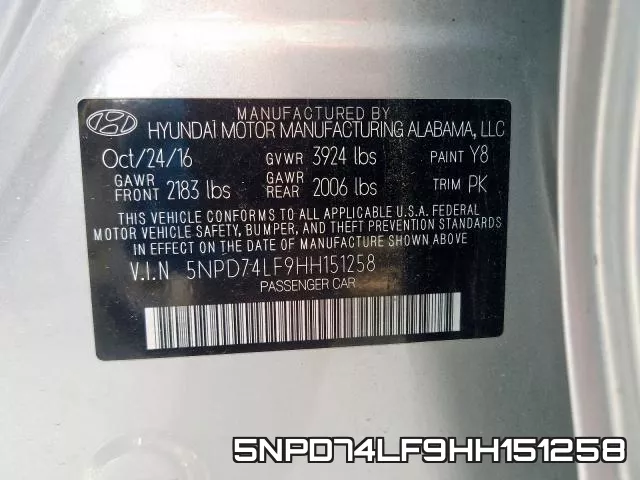 5NPD74LF9HH151258 фото 2