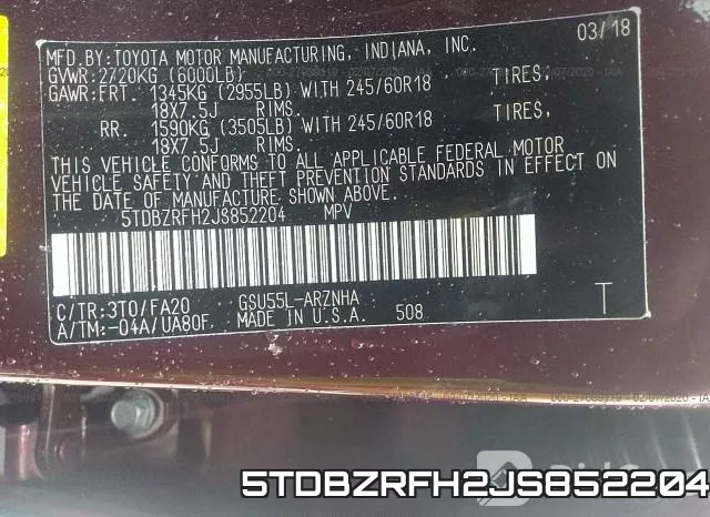 5TDBZRFH2JS852204 фото 3