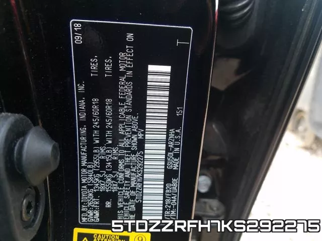 5TDZZRFH7KS292275 фото 2