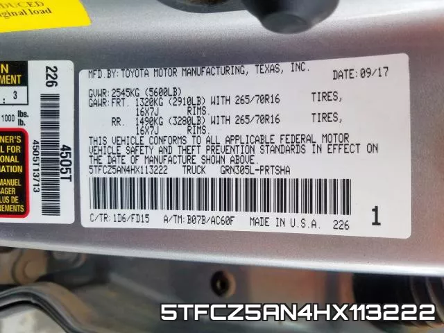 5TFCZ5AN4HX113222 фото 2