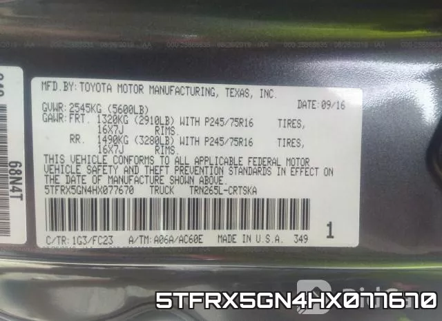 5TFRX5GN4HX077670 фото 8