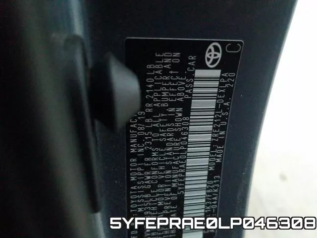 5YFEPRAE0LP046308 фото 2