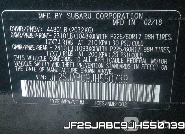 JF2SJABC9JH550739 фото 9