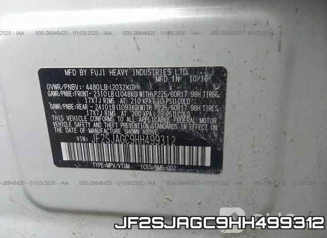 JF2SJAGC9HH499312 фото 5