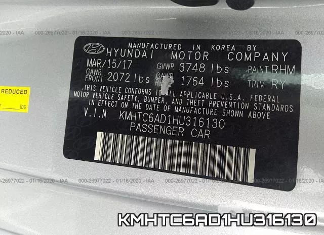 KMHTC6AD1HU316130 фото 8