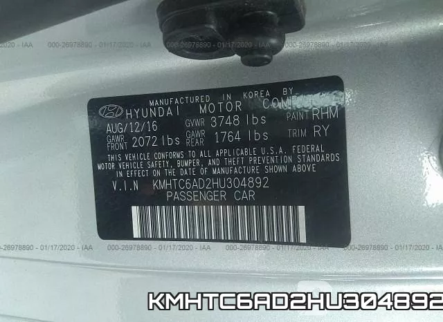 KMHTC6AD2HU304892 фото 4