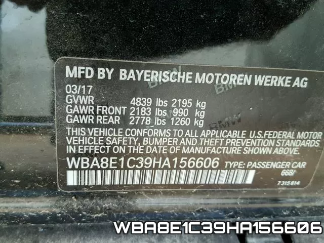 WBA8E1C39HA156606 фото 2