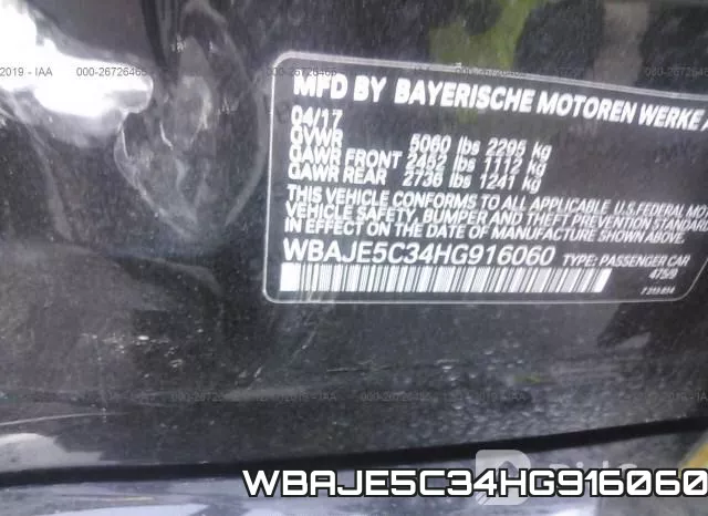 WBAJE5C34HG916060 фото 6