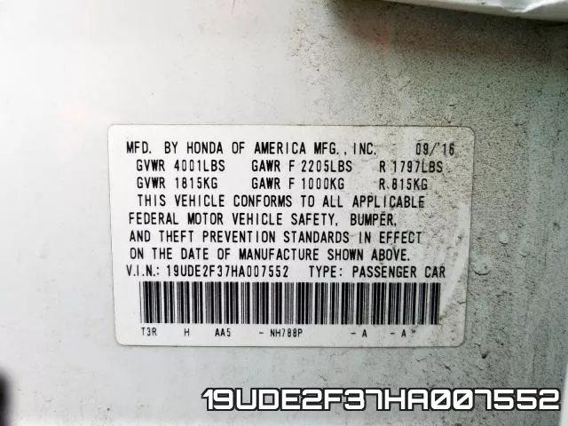 19UDE2F37HA007552 фото 2