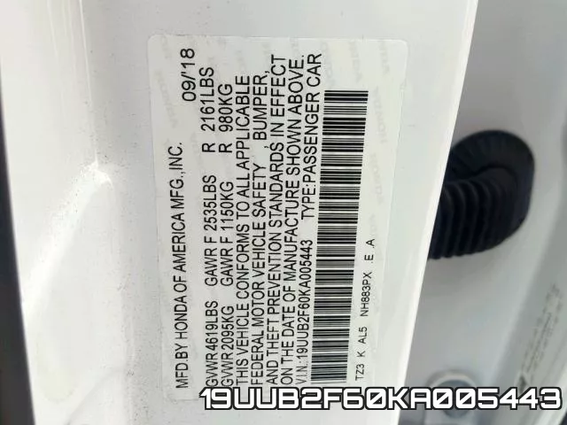 19UUB2F60KA005443 фото 2