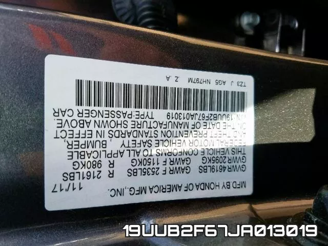 19UUB2F67JA013019 фото 2