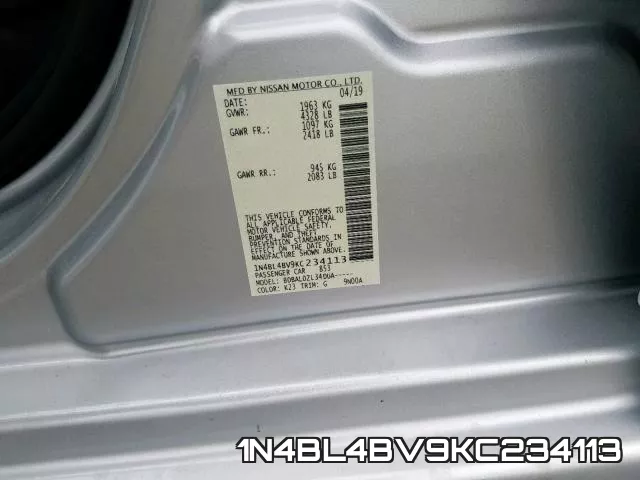 1N4BL4BV9KC234113 фото 2