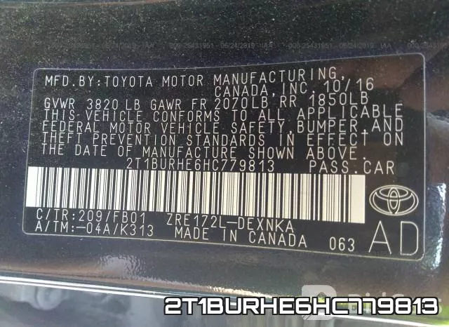 2T1BURHE6HC779813 фото 10