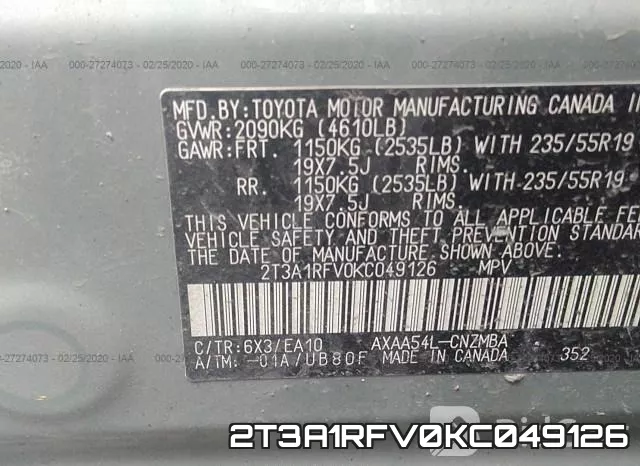 2T3A1RFV0KC049126 фото 6