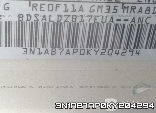3N1AB7AP0KY204294 фото 4